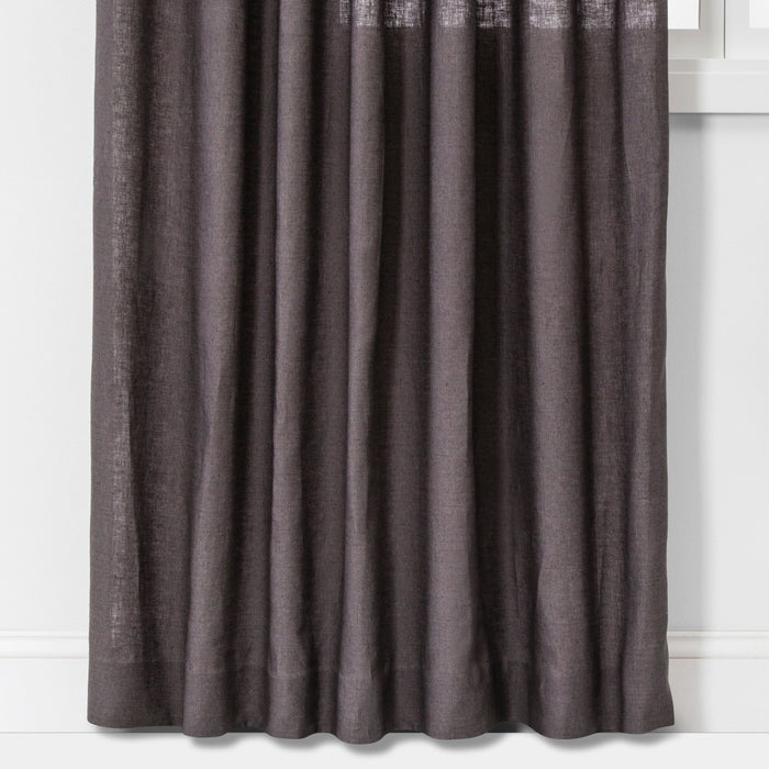 108"x54" Light Filtering Linen Curtain Panel Brown/Dark Gray - Threshold&
