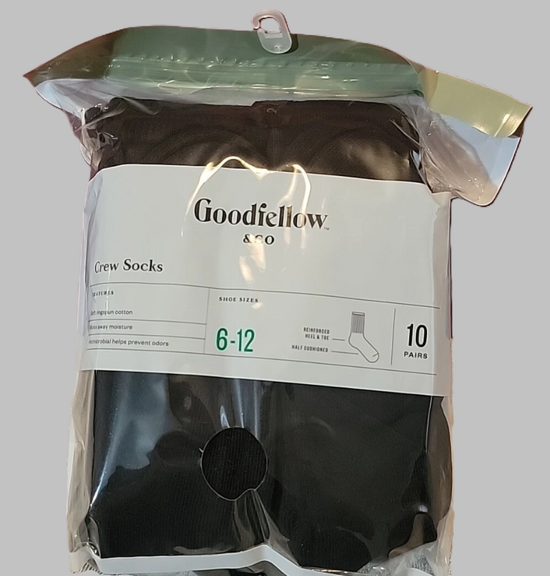Men's Athletic Crew Socks 10pk - Goodfellow & Co& Black 6-12