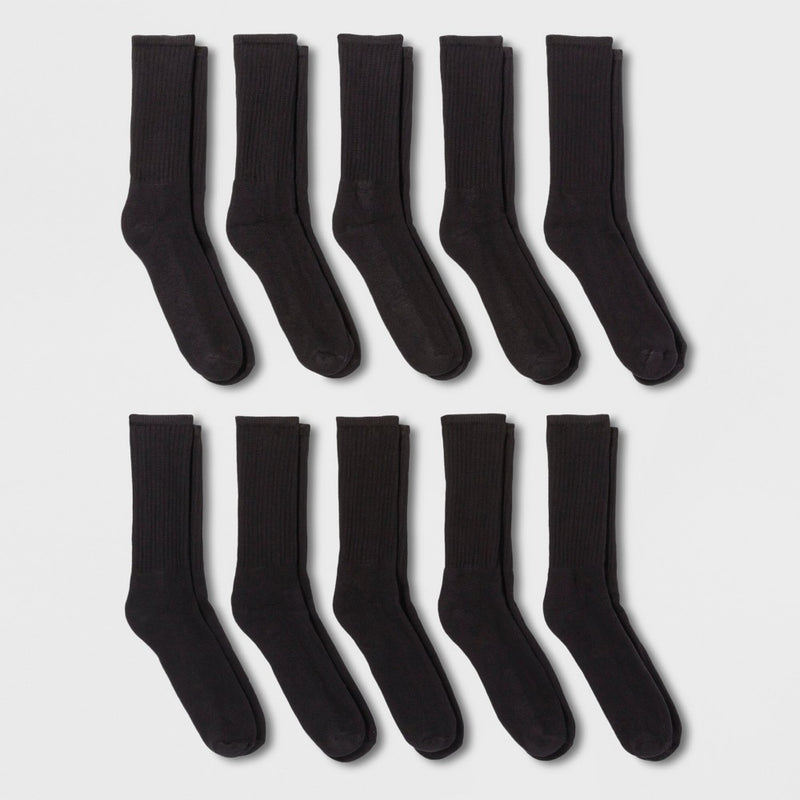 Men's Athletic Crew Socks 10pk - Goodfellow & Co& Black 6-12