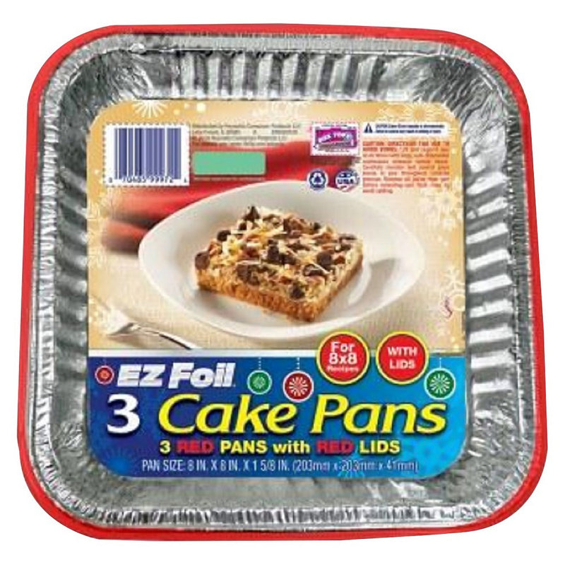 EZ Foil Cake Pan 8x8 w/Lid Holiday