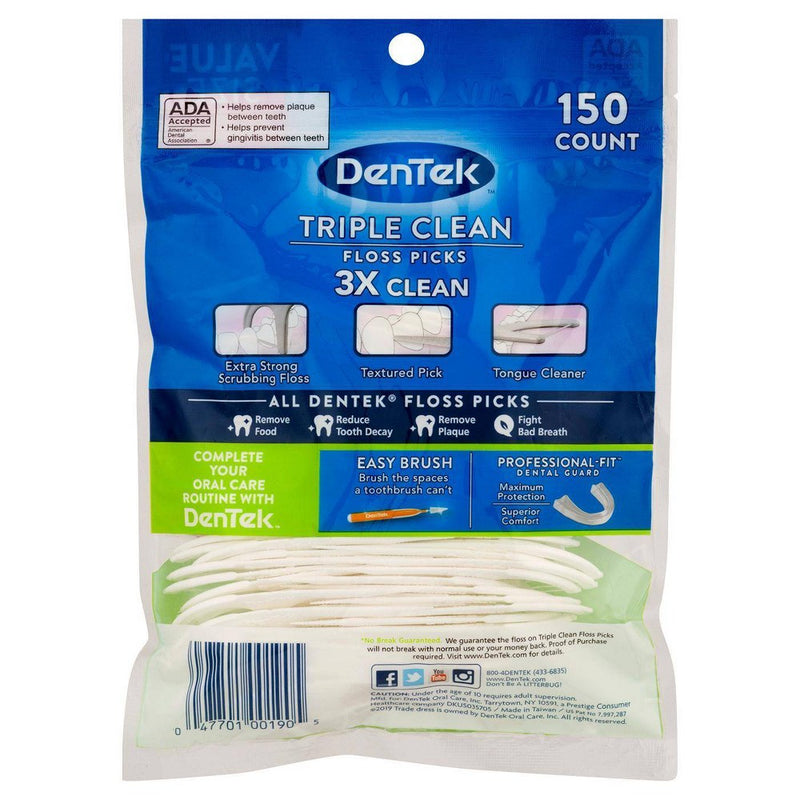 DenTek Triple Clean Floss Picks - For Tight Teeth - 150ct