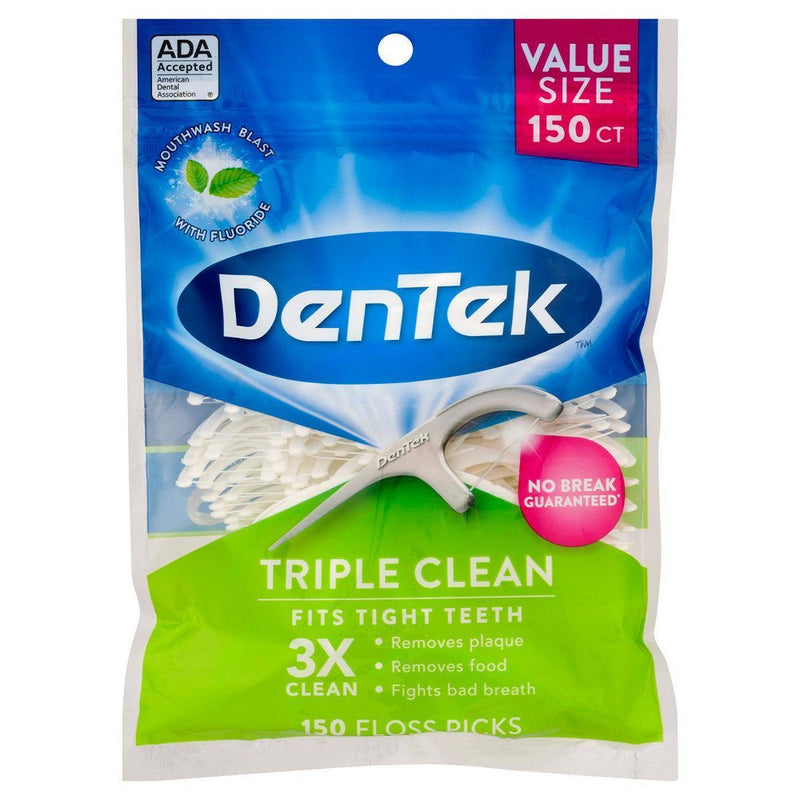 DenTek Triple Clean Floss Picks - For Tight Teeth - 150ct