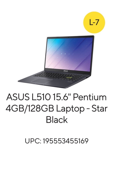 ASUS 15.6" HD Laptop Intel Pentium Processor -Windows 11 - L510KA-TH21 SEE DETAILS