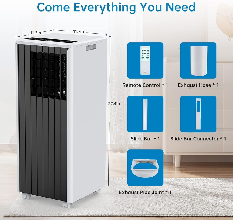 8000 BTU Portable Air Conditioner, 4-In-1 Quiet Portable AC Unit up to 350 Sq.Ft (LOCAL PICKUP ONLY)