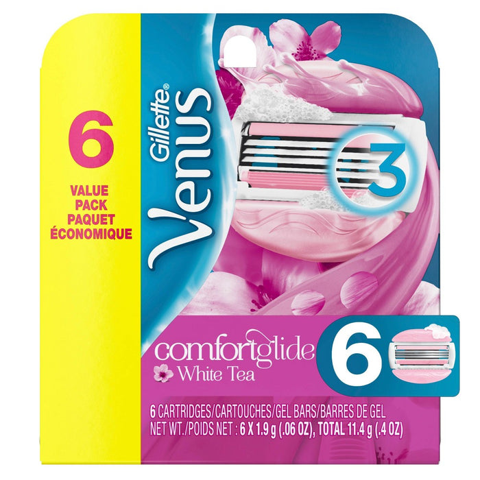 Venus ComfortGlide 3-Blade White Tea Women's Razor Blade Refills - 6ct