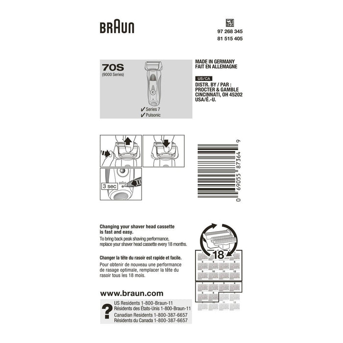 Braun Series 7 70S Shaver Replacement Head - 1ct