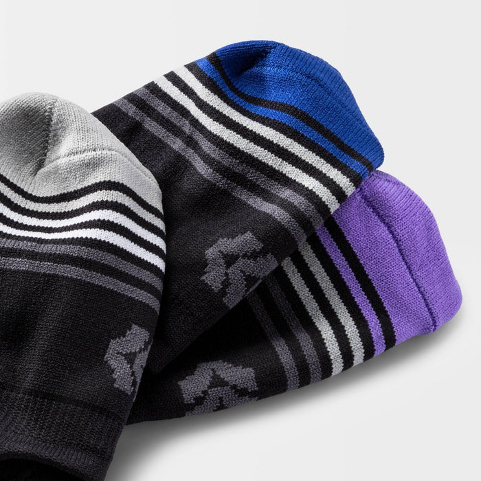 Women's Lightweight Striped 3pk Liner Athletic Socks - All in Motion& - Black 4-10