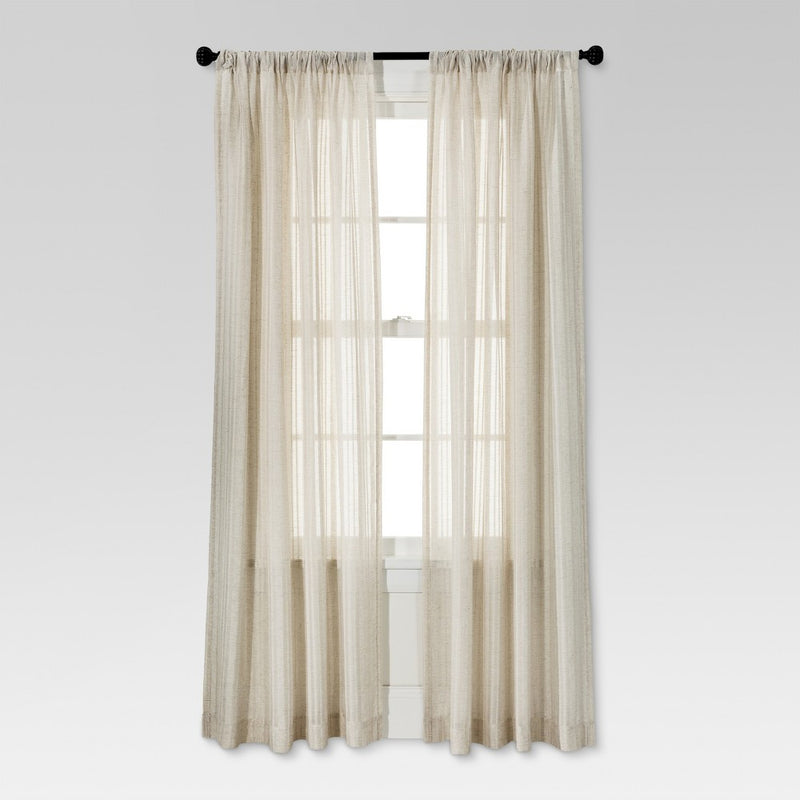 Leno Weave Sheer Curtain Panel Ivory (54"X84") - Threshold&