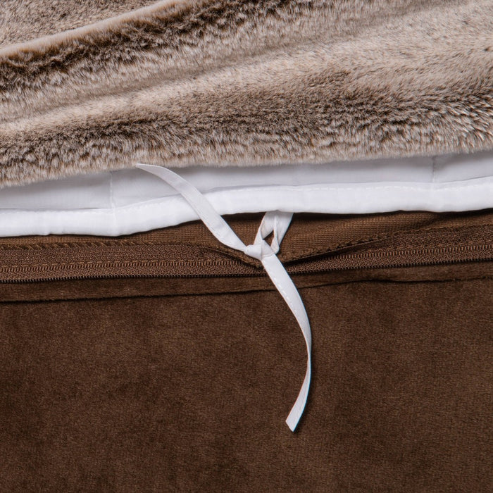 55" x 80" 15lbs Faux Fur Weighted Blanket with Removable Cover Brown - Threshold& (LOCAL PICKUP ONLY)