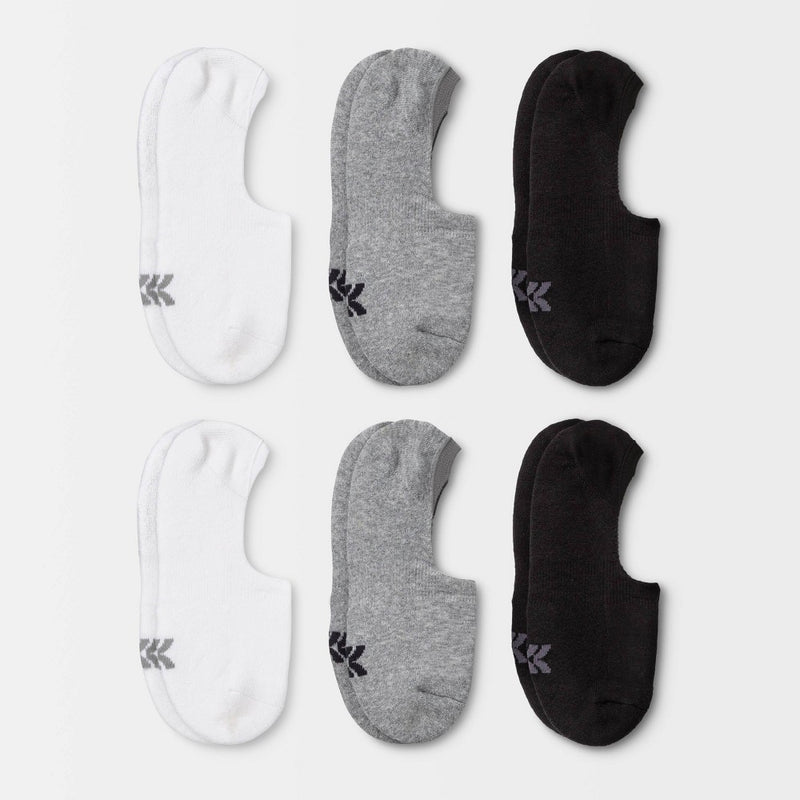 Women's Cushioned 6pk Liner Athletic Socks - All in Motion& - White/Heather Gray/Black 4-10