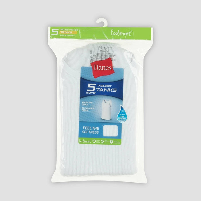 Boys' Hanes 5pk Ribbed Tank - White S