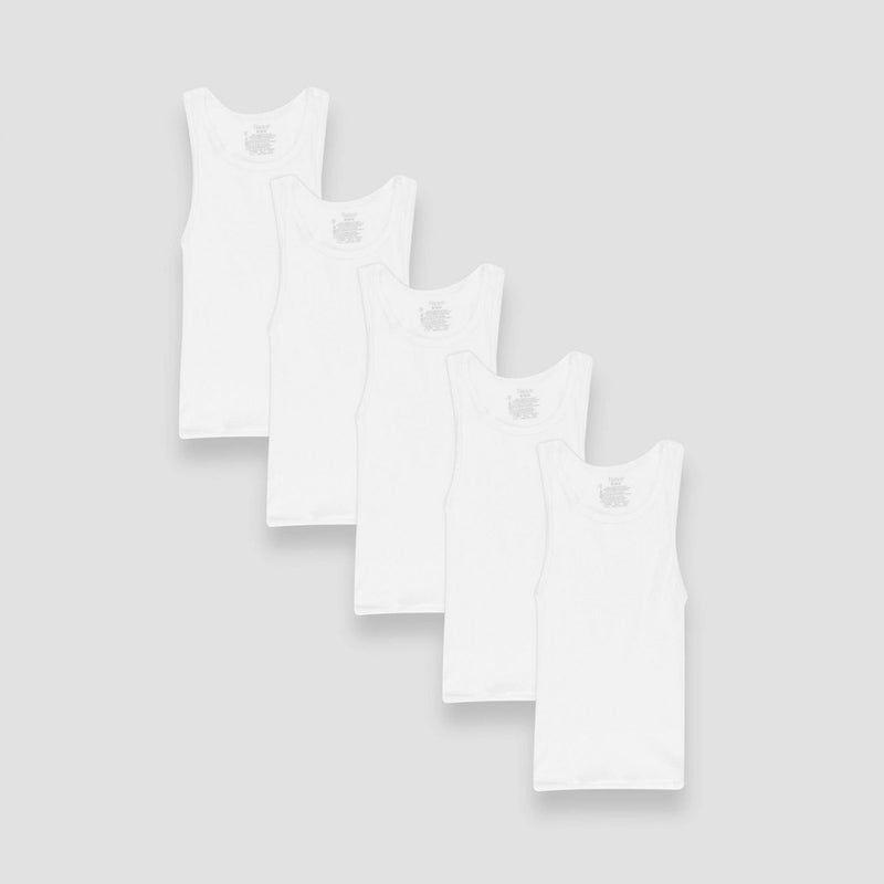 Boys' Hanes 5pk Ribbed Tank - White S