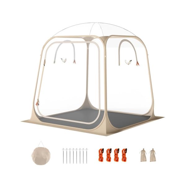 7×7FT Clear Pop-Up Sports Tent – Waterproof, Windproof Transparent PVC Outdoor Pod For Camping, Sports, Beach, And 2-4 People (LOCAL PICKUP ONLY)