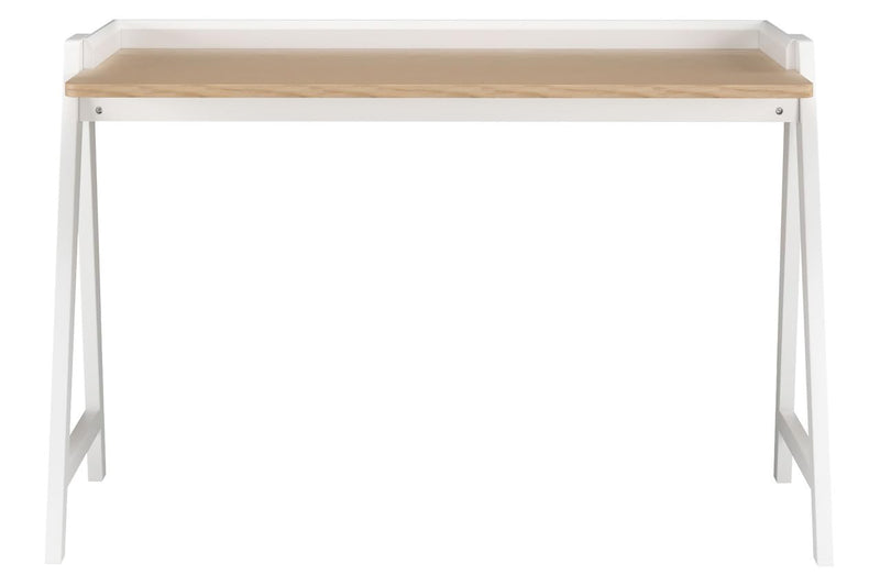 Inmod Aria Desk, White Computer Desk With Oak Veneer, Modern Home Office Writing Study Desk, Laptop PC Desk (LOCAL PICKUP ONLY)