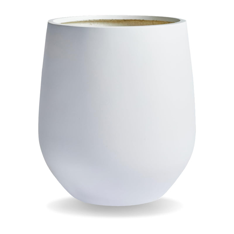 KUTE NEST Premium 21" H X 19" D Corso Fiberstone Round Tapered Planter With Drainage Hole, Weather Resistant For Indoor And Outdoor Use, Included 2 Extra Coco Mats (White, 15" Pot Opening) (LOCAL PICKUP ONLY)