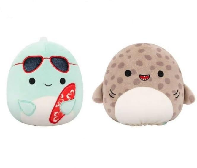 Squishmallows Flipamallows 8" Perry The Surf Dolphin & Azi The Leopard Shark