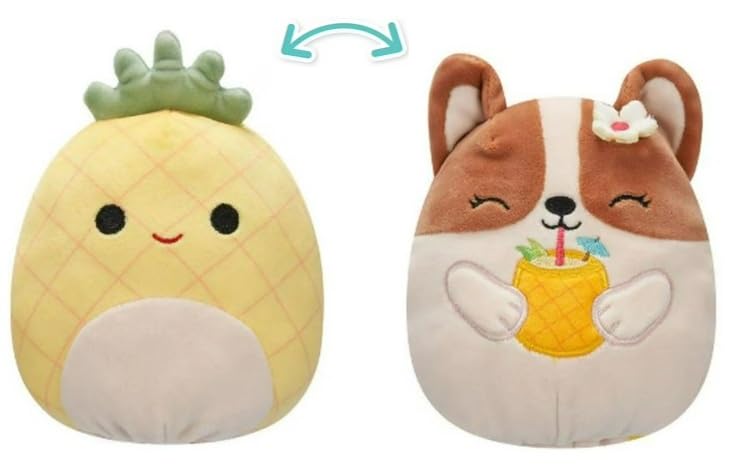 Squishmallows Flipamallows 8" Maui The Pineapple/Regina The Corgi Plush
