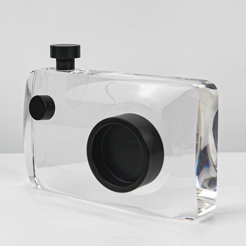 CNCRMEM Black Large Crystal Camera Statue, Exquisite Handcrafted Art Piece,Excellent Choice For Gift,Suitable For Modern Home And Office Decoration