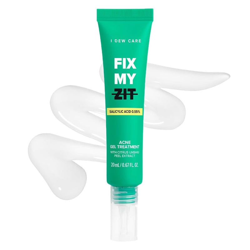 I DEW CARE Acne Gel Treatment - Fix My Zit | With 0.55% Salicylic Acid, Spot Treatment, Blemishes & Zits, Pimple Control, Clears Breakouts, For Sensitive Skin, Soothing, 0.67 FL Oz
