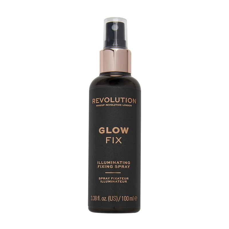 Makeup Revolution, Glow Fix Illuminating Fixing Spray, Glow Finish, Hydrating & Brightening Setting Spray For Face, Vegan & Cruelty-Free, 3.38Fl.Oz