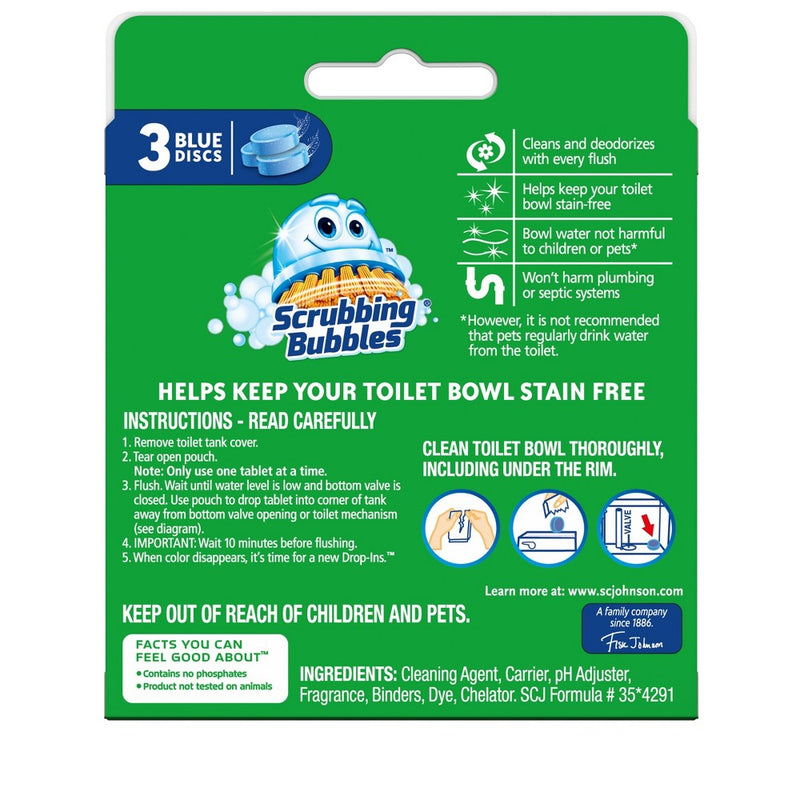 Scrubbing Bubbles Continuous Clean Drop-Ins - Blue Discs - 3ct/4.23oz