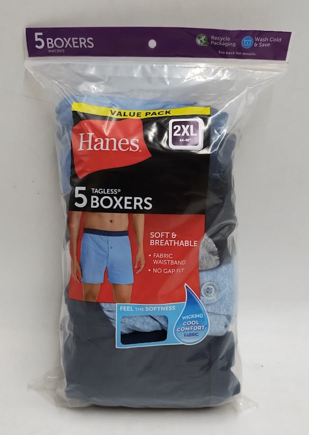 Hanes Men's 5pk Tagless Boxers Breathable Wicking Fabric - 2XL