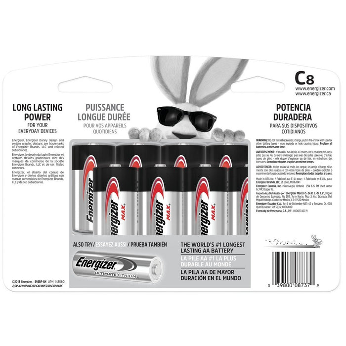 Energizer Max C Batteries 8 ct (E93BP-8H)