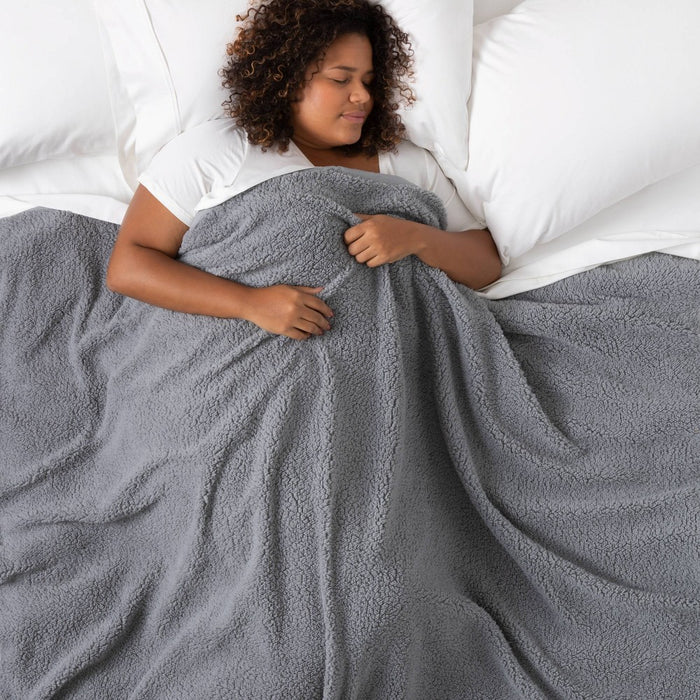 50" x 70" 12lbs Sherpa Weighted Blanket with Removable Cover Gray - Room Essentials&