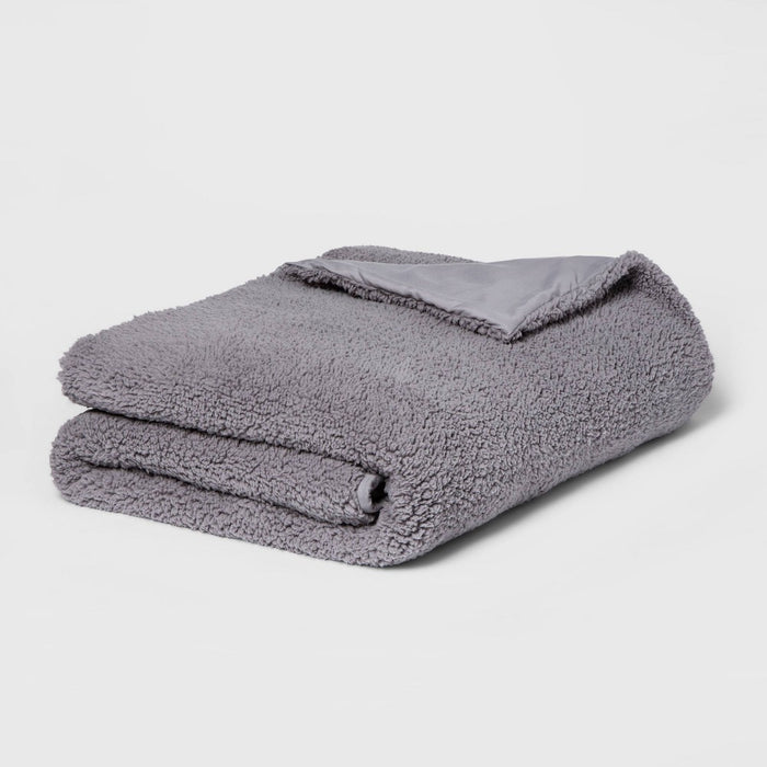 50" x 70" 12lbs Sherpa Weighted Blanket with Removable Cover Gray - Room Essentials&