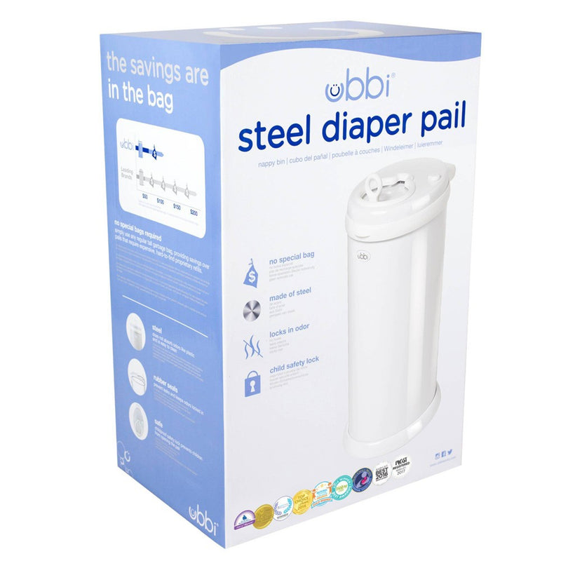 Ubbi Steel Diaper Pail - White (LOCAL PICKUP ONLY)