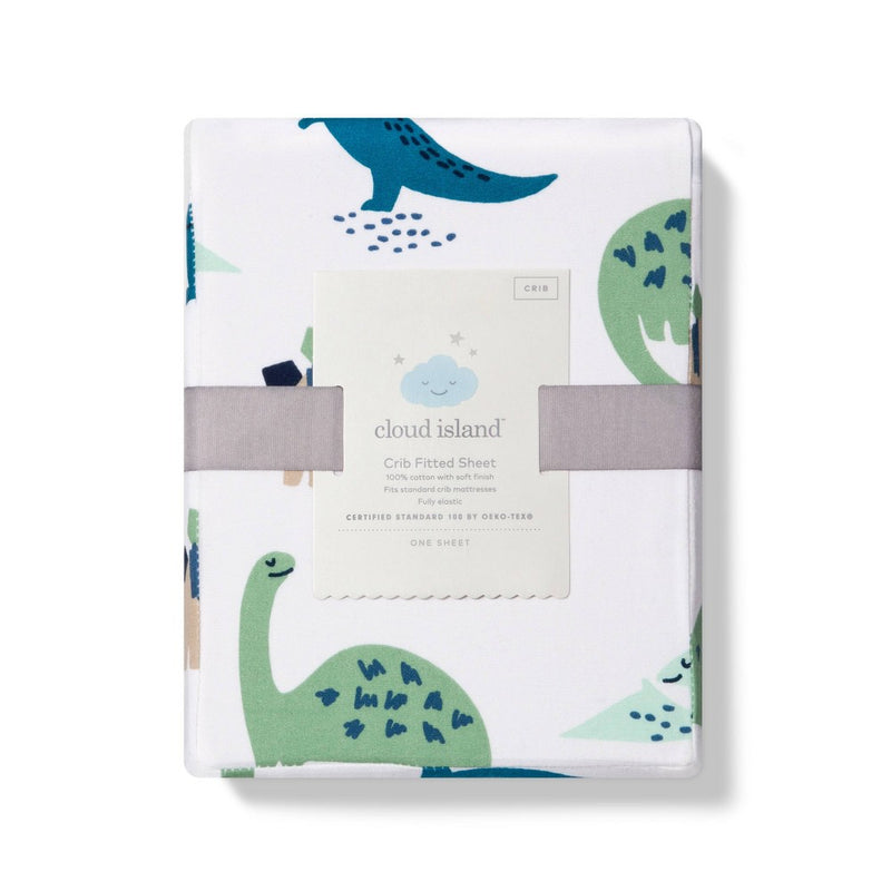 Fitted Crib Sheet Dinos Cool - Cloud Island& Blue/Green