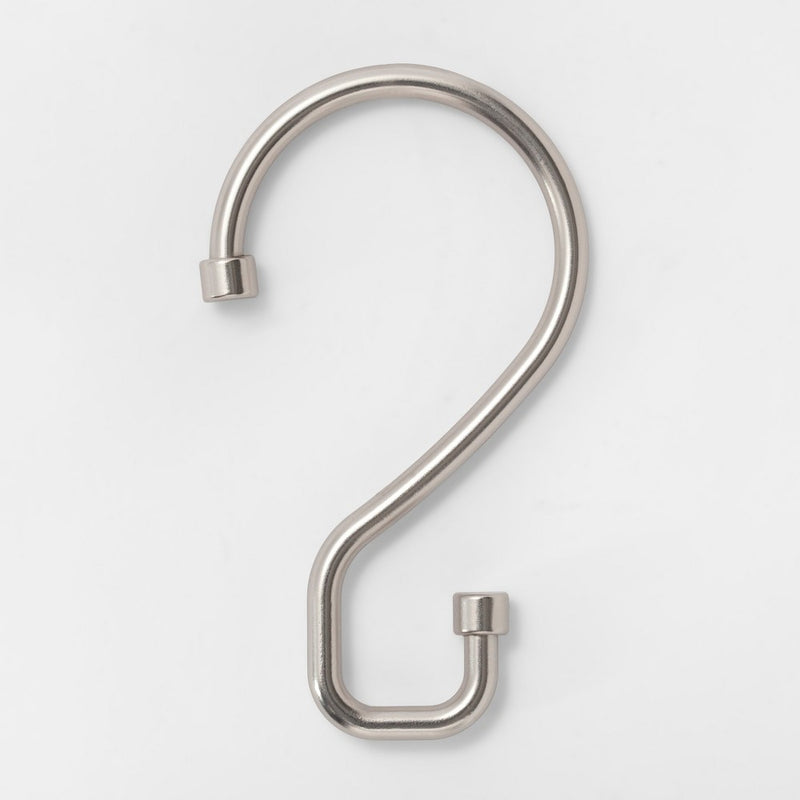 S Hook Without Roller Ball Shower Curtain Rings Brushed Nickel - Made By Design&