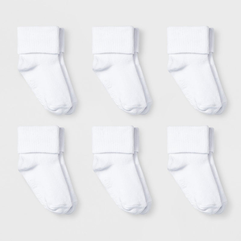Baby Girls' 6pk Bobby Socks - Cat & Jack White 12-24M