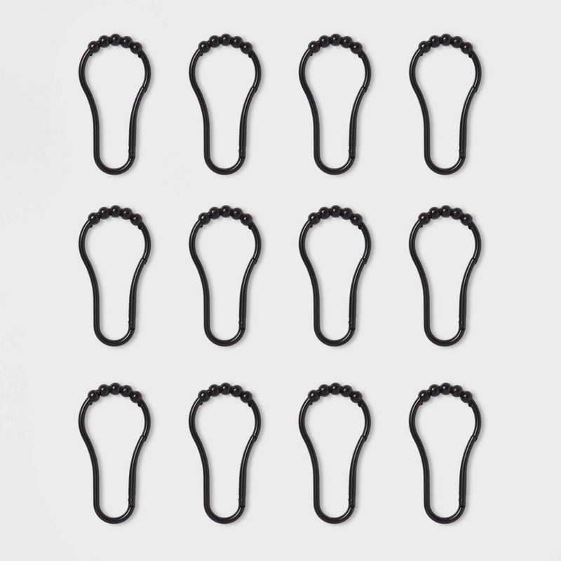 V Hook Shower Curtain Rings Matte Black - Made By Design&