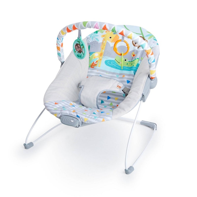 Bright Starts Safari Vibrating Baby Bouncer - Gray