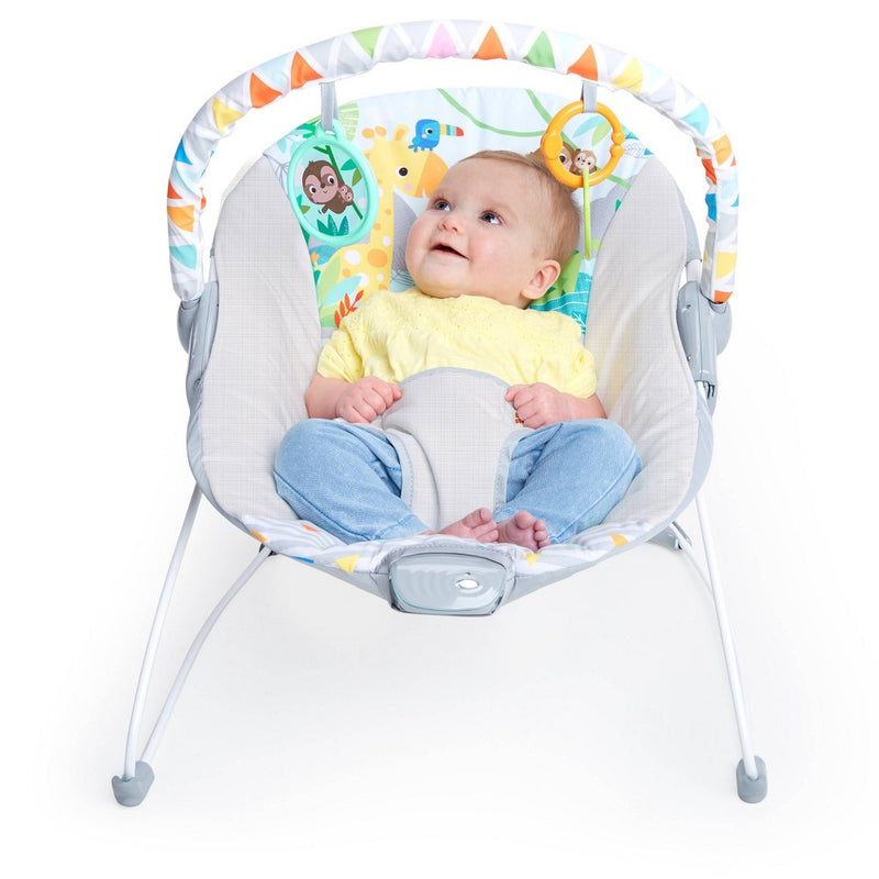Bright Starts Safari Vibrating Baby Bouncer - Gray