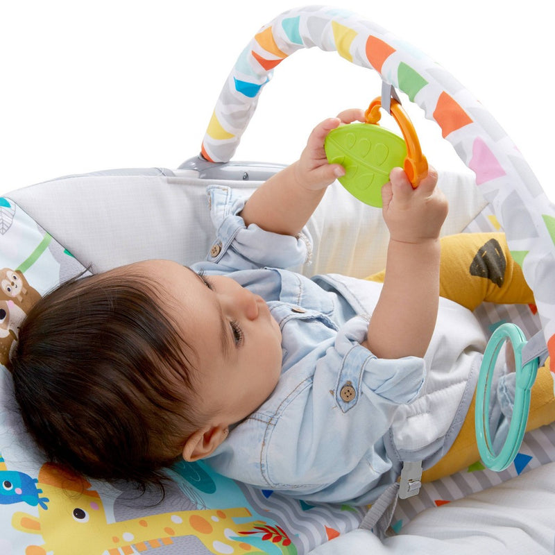 Bright Starts Safari Vibrating Baby Bouncer - Gray