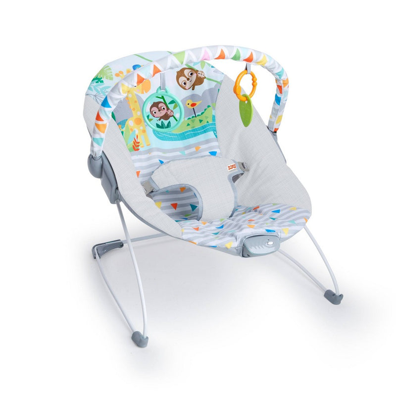 Bright Starts Safari Vibrating Baby Bouncer - Gray