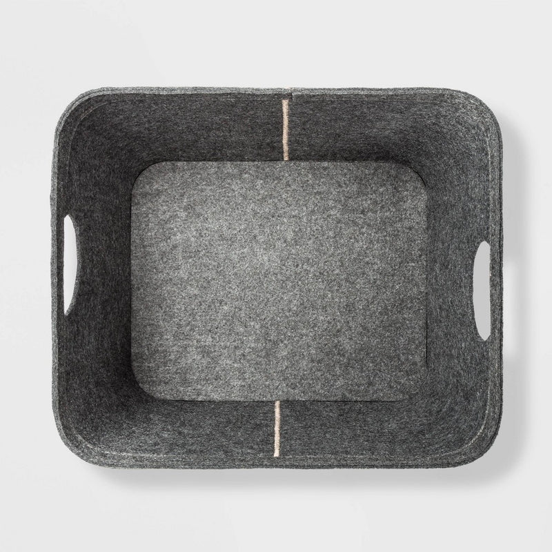 Medium Felt Basket with Stitching Dark Gray 10.5"x14" - Project 62&