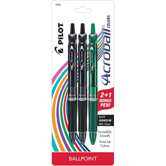 Pilot 2ct Acroball Colors Advanced Ink Ballpoint Pens Medium Point 1.0mm Black