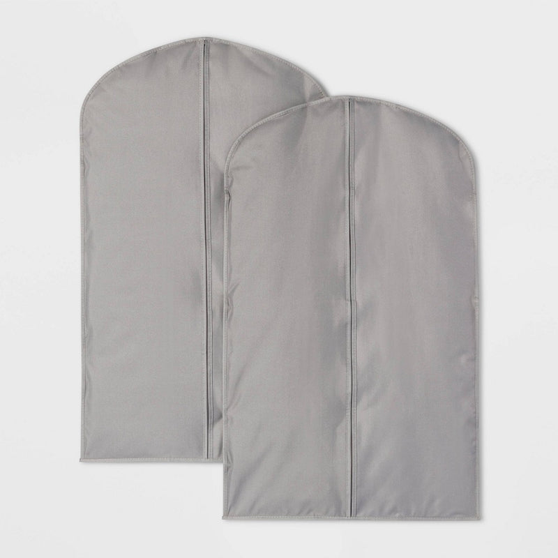 2pk Suit Protector Garment Bag Gray - Room Essentials&