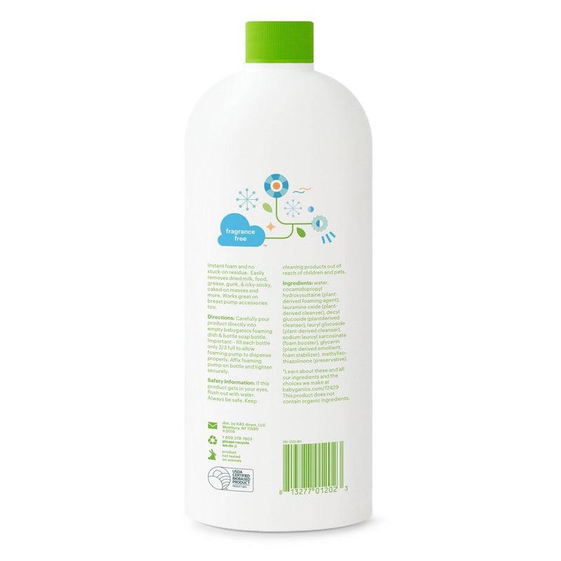 Babyganics Dish & Bottle Soap Refill, Fragrance Free - 32oz