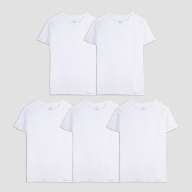 Fruit of the Loom Boys' 4 + 1 Bonus Pack T-Undershirt - White L