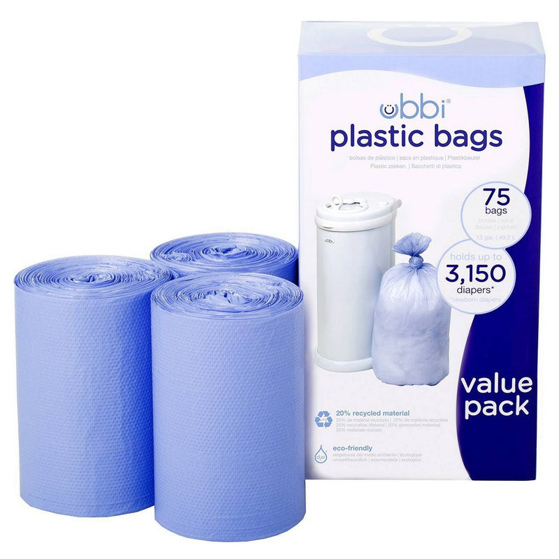 Ubbi Plastic Diaper Pail Bags - White - 75ct