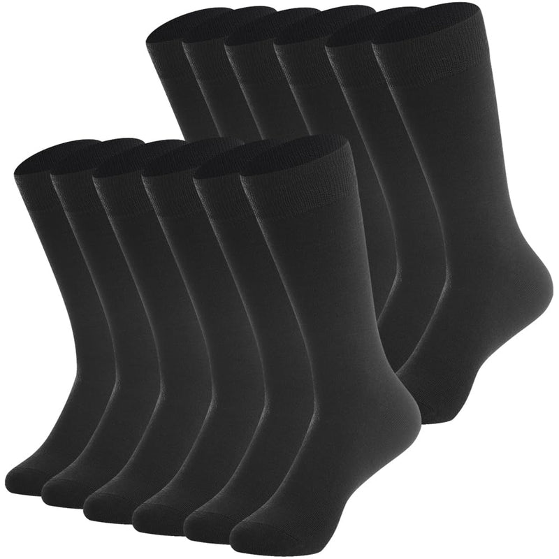 BISOUSOX Thin Merino Wool Boot Socks For Men, Warm Black Winter Dress Crew Calf Long Thermal Hiking Sock Mens Size 9-12