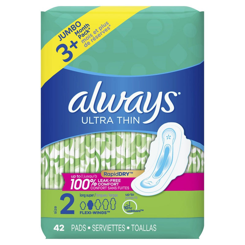 Always Ultra Thin Super Pads With Wings - Size 2 - 42ct