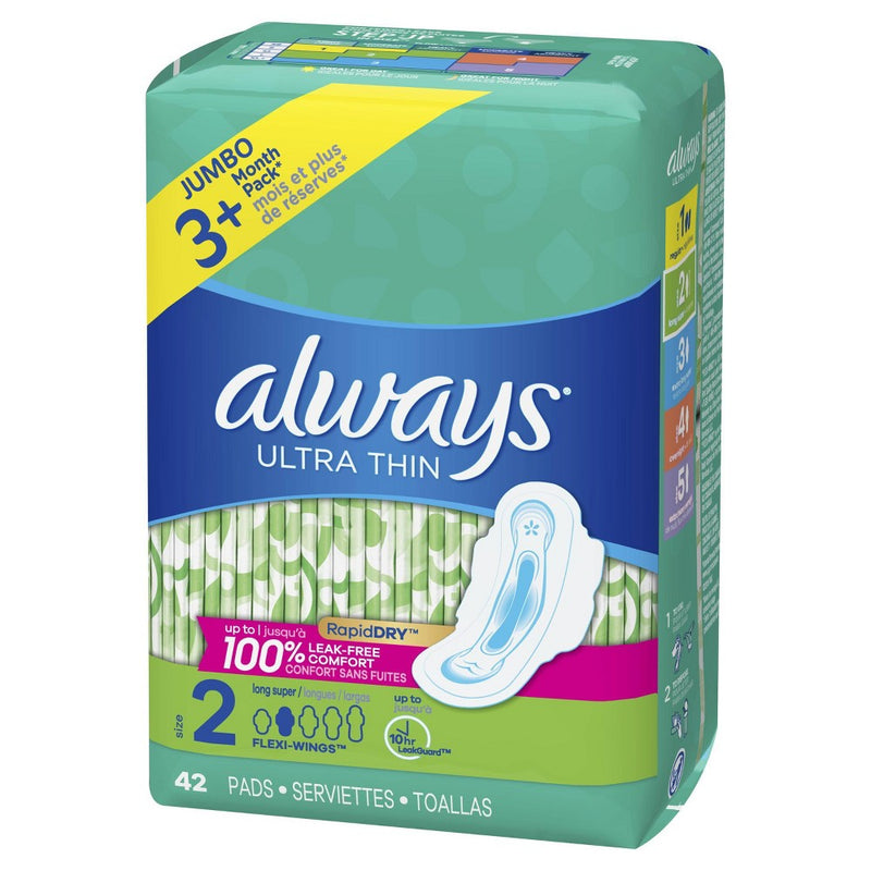Always Ultra Thin Super Pads With Wings - Size 2 - 42ct