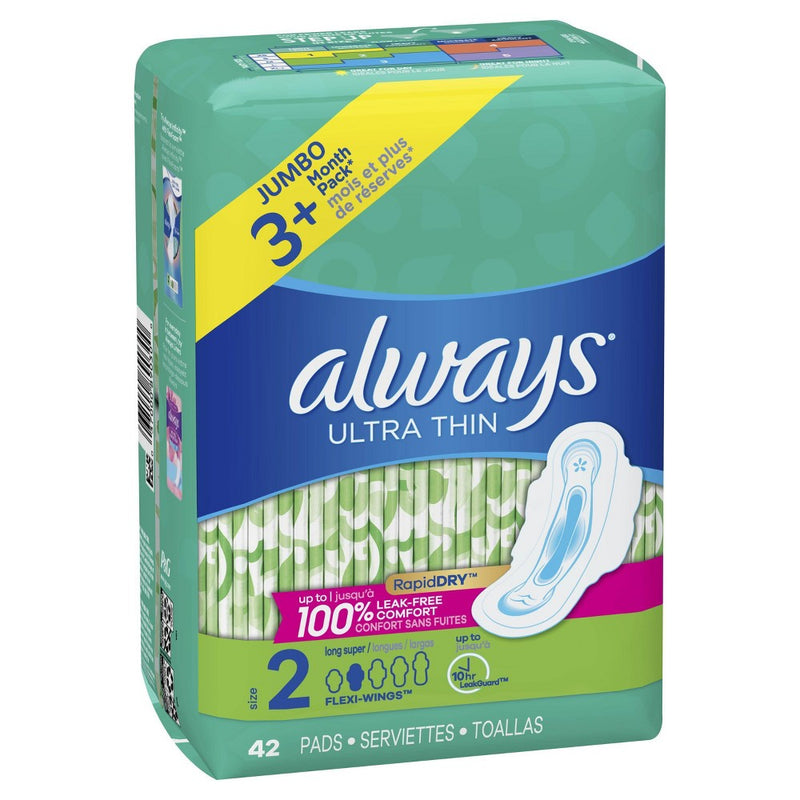 Always Ultra Thin Super Pads With Wings - Size 2 - 42ct