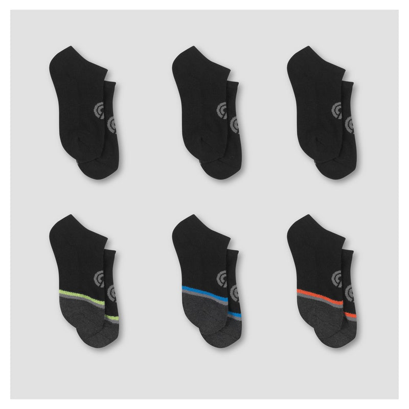 Boys' 6pk Low Cut Socks - C9 Champion Black M