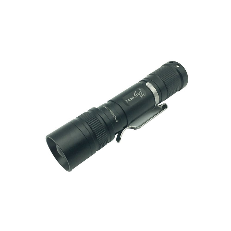 Tank007 1AA Battery Zoom Flashlight Double LED UV Flashlight Lighting & Fluorescence Detector Tactical With Pocket Clip